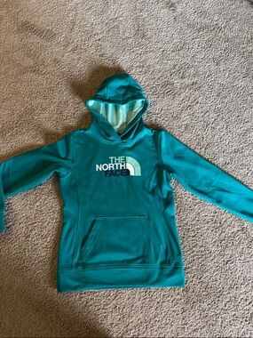 The North Face Teal Hoodie with Logo